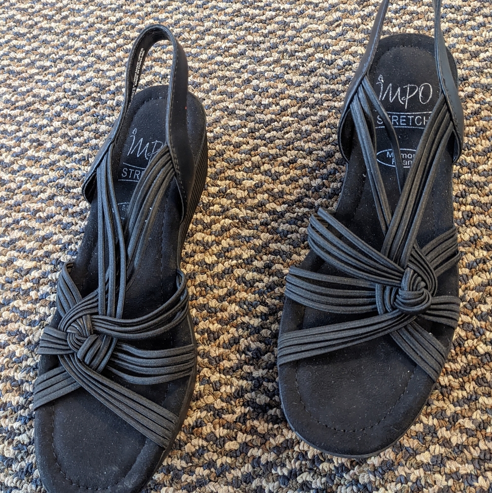 NWOT Impo Stretch Black Sandals Size 8